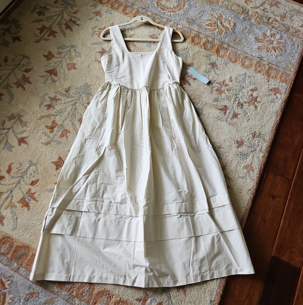 NWT London Times Cream Dress with Square Neck